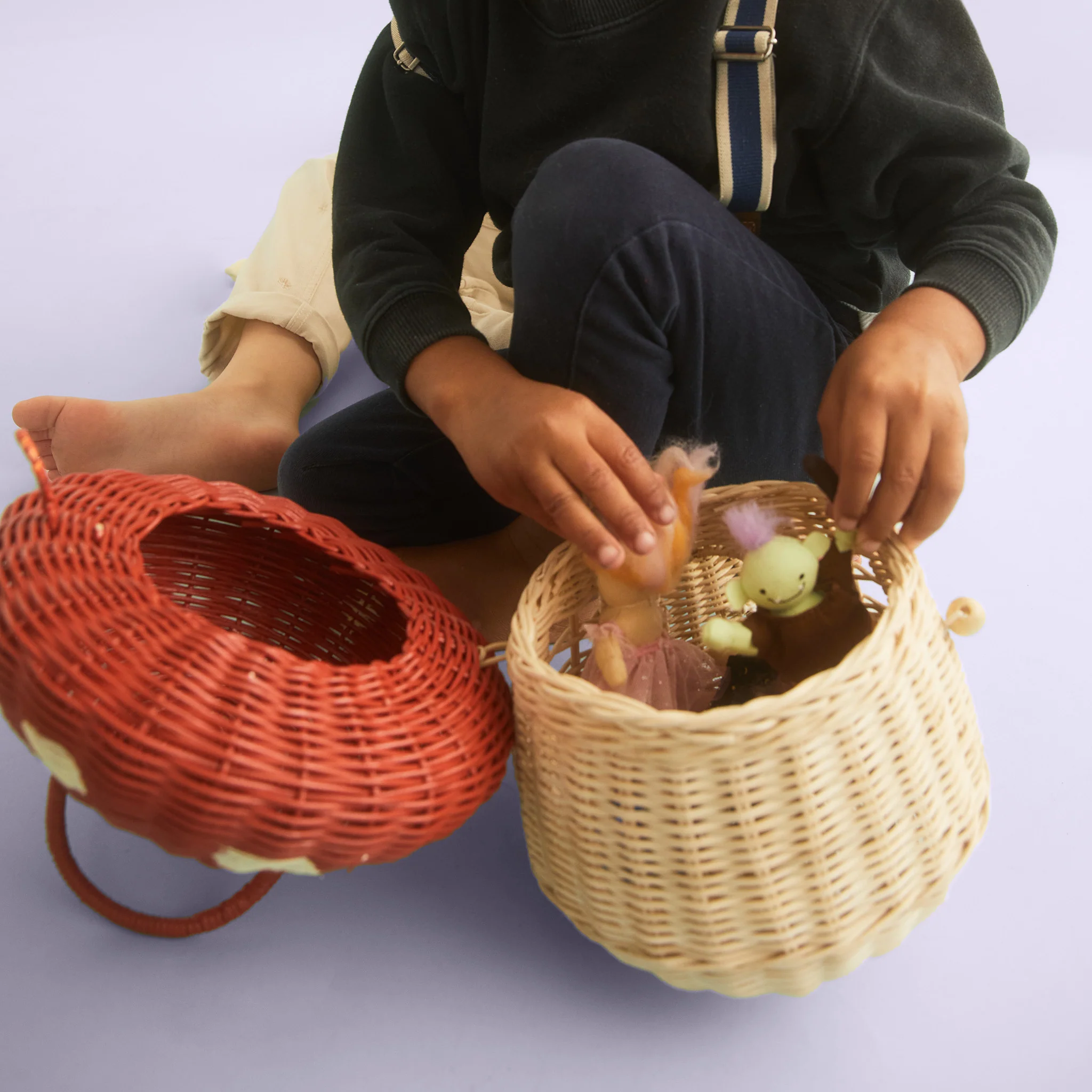 Rattan Mushroom Basket - Red - Image 5