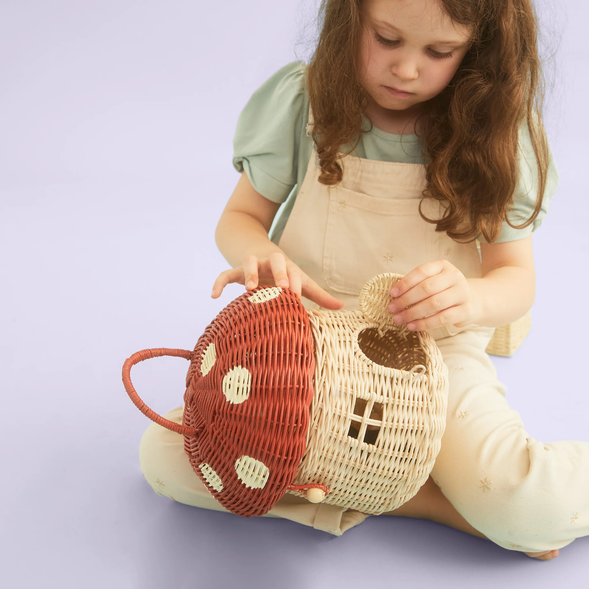 Rattan Mushroom Basket - Red - Image 6