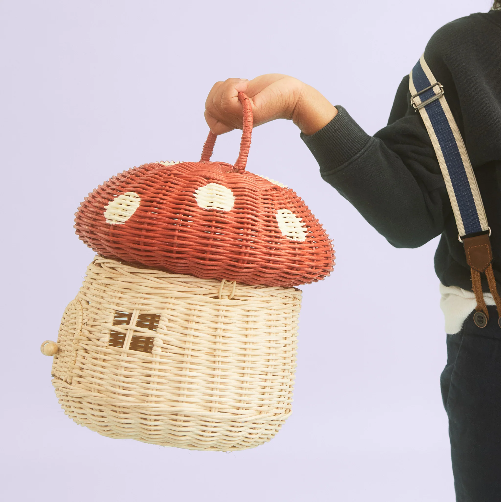 Rattan Mushroom Basket - Red - Image 7