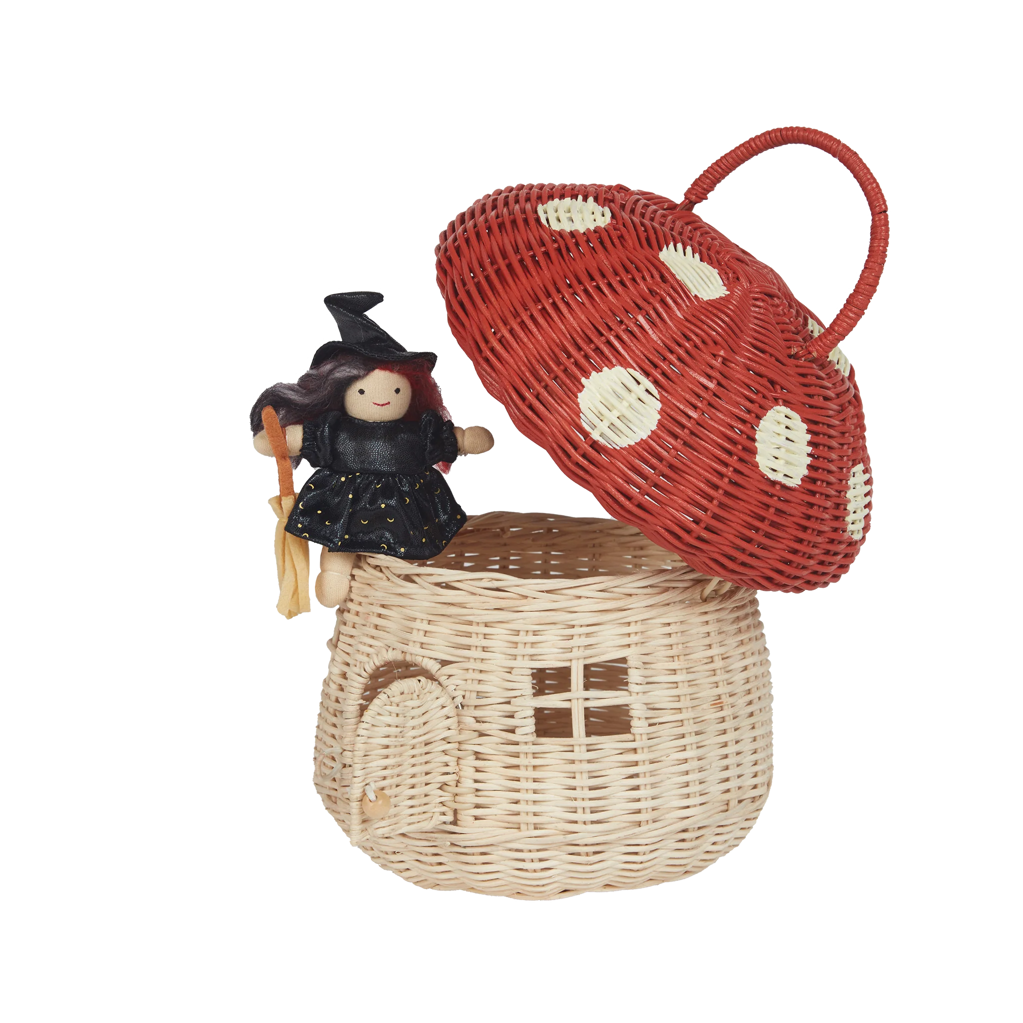 Rattan Mushroom Basket - Red - Image 8