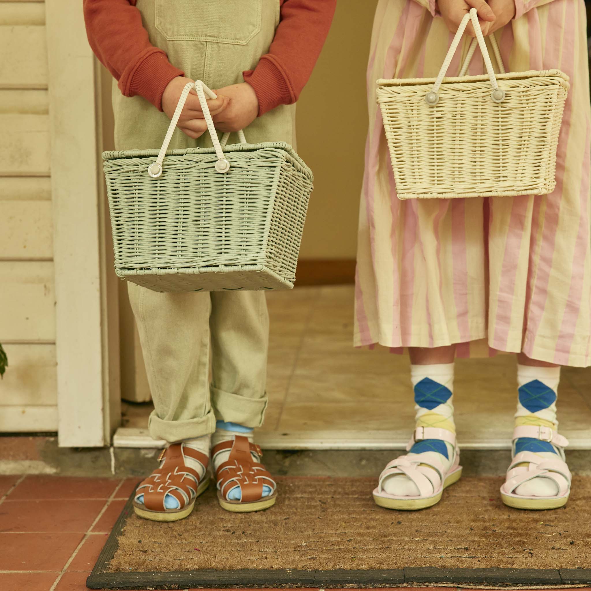 Piki Rattan Basket - Vintage Blue - Image 2